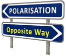 Two road signs. One points to "Polarisation", the other to "Opposite Way".
