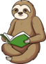 Sloth reading a book.